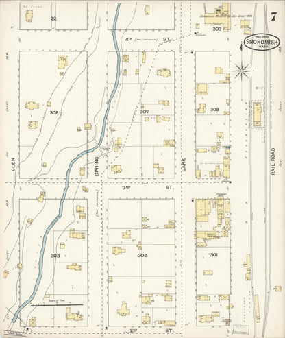 Sanborn Fire Insurance Map from Snohomish, Snohomish County, Washington (1892), Sheet #0007 - Complete Map Set gallery image, historic Sanborn map, vintage wall art, Washington Washington