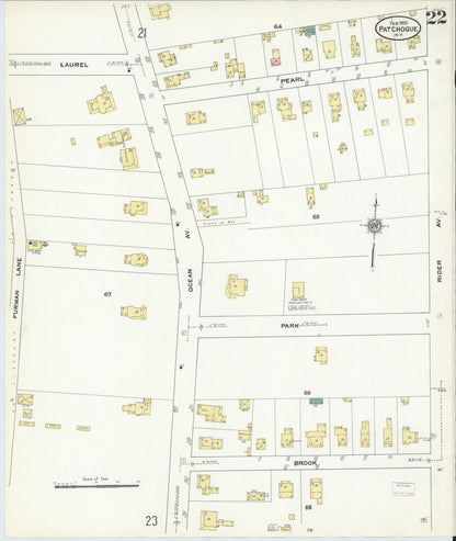 Sanborn Fire Insurance Map from Patchogue, Suffolk County, New York (1910), Sheet #0022 - Complete Map Set gallery image, historic Sanborn map, vintage wall art, New York New York