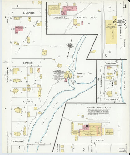Sanborn Fire Insurance Map from Plymouth, Marhshall County, Indiana (1910), Sheet #0004 - Historic Sanborn Fire Insurance Map Print, vintage old map wall art, antique decor, genealogy gift, Indiana Indiana map
