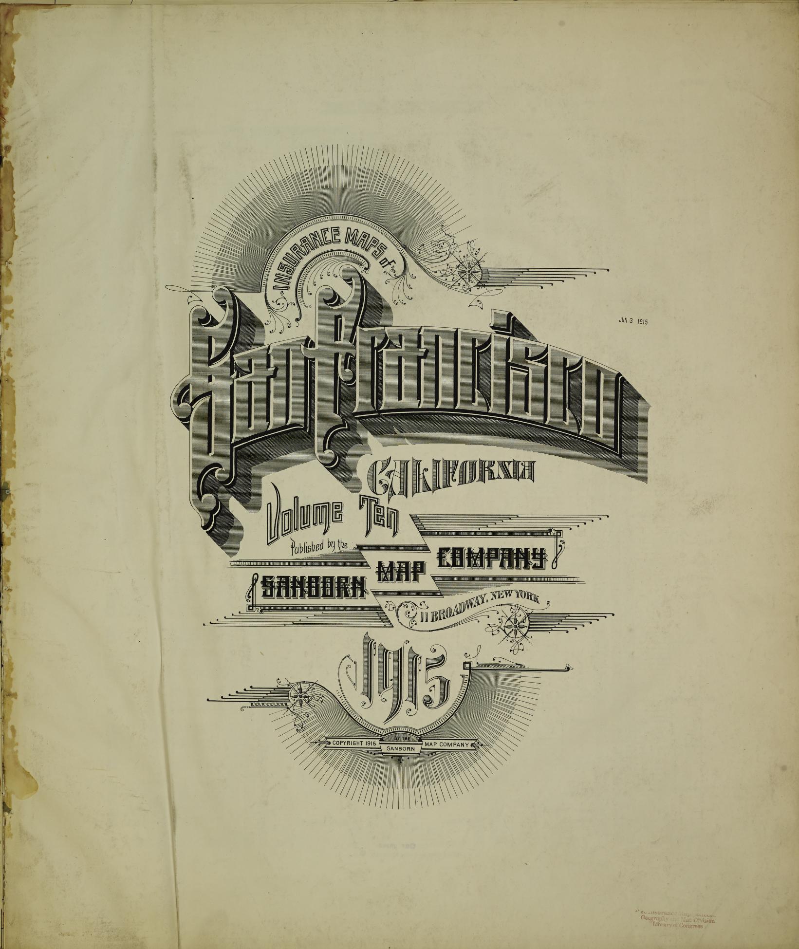Sanborn Fire Insurance Map from San Francisco, San Francisco County, California (1915), Sheet #0001 - Complete Map Set gallery image, historic Sanborn map, vintage wall art, California California