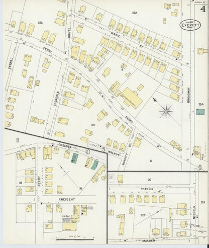 Sanborn Fire Insurance Map from Everett, Middlesex County, Massachusetts (1897), Sheet #0004 - Complete Map Set gallery image, historic Sanborn map, vintage wall art, Massachusetts Massachusetts