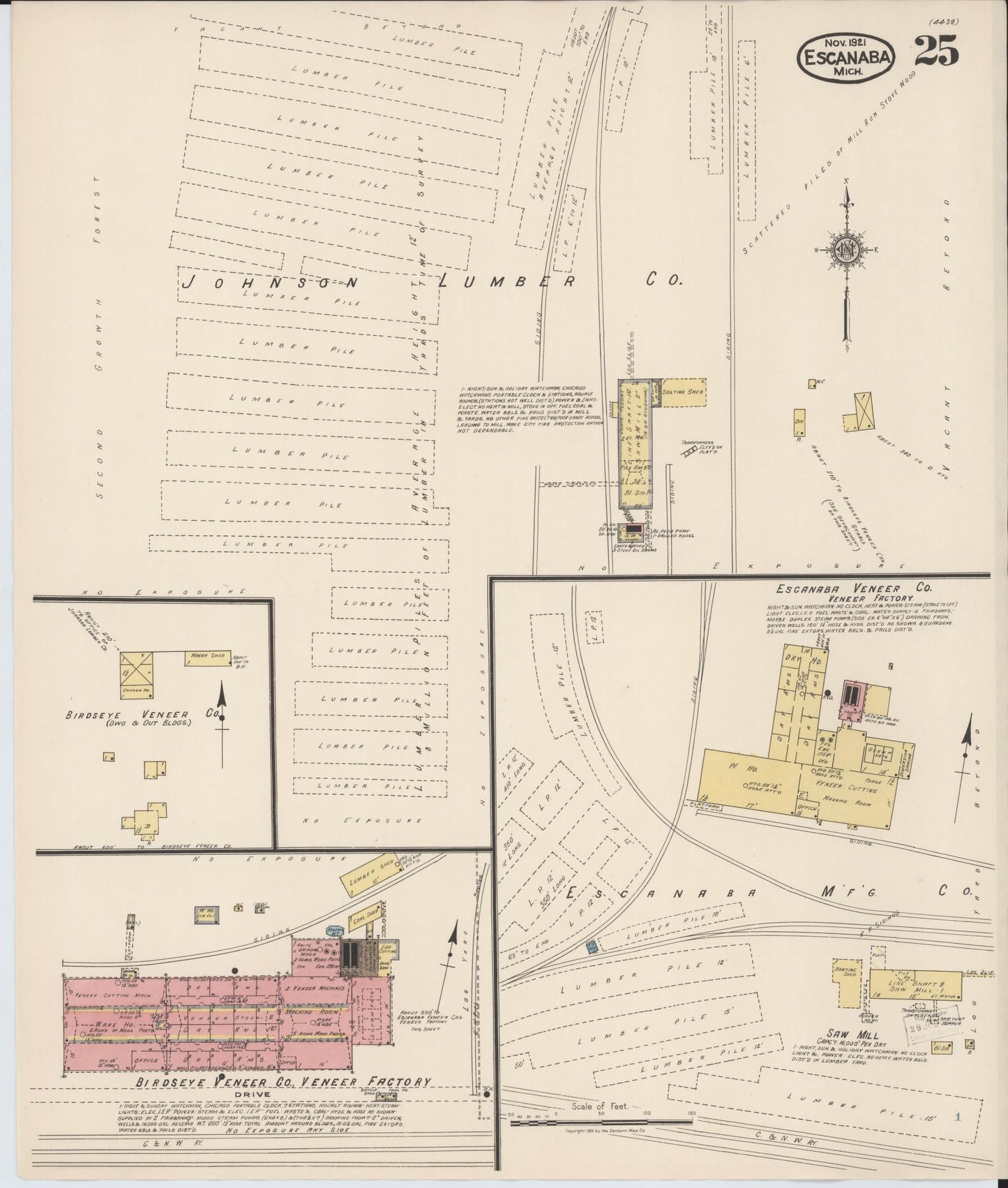 Sanborn Fire Insurance Map from Escanaba, Delta County, Michigan (1921), Sheet #0025 - Complete Map Set gallery image, historic Sanborn map, vintage wall art, Michigan Michigan