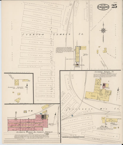 Sanborn Fire Insurance Map from Escanaba, Delta County, Michigan (1921), Sheet #0025 - Complete Map Set gallery image, historic Sanborn map, vintage wall art, Michigan Michigan