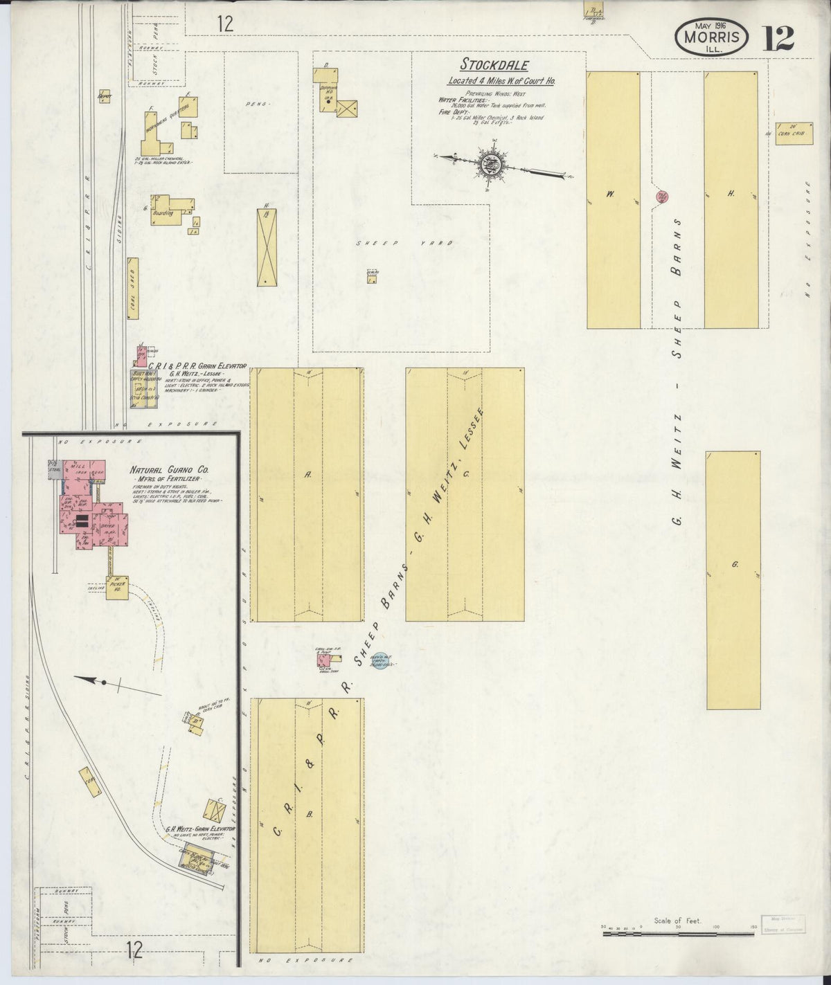 Sanborn Fire Insurance Map from Morris, Grundy County, Illinois (1916), Sheet #0012 - Complete Map Set gallery image, historic Sanborn map, vintage wall art, Illinois Illinois