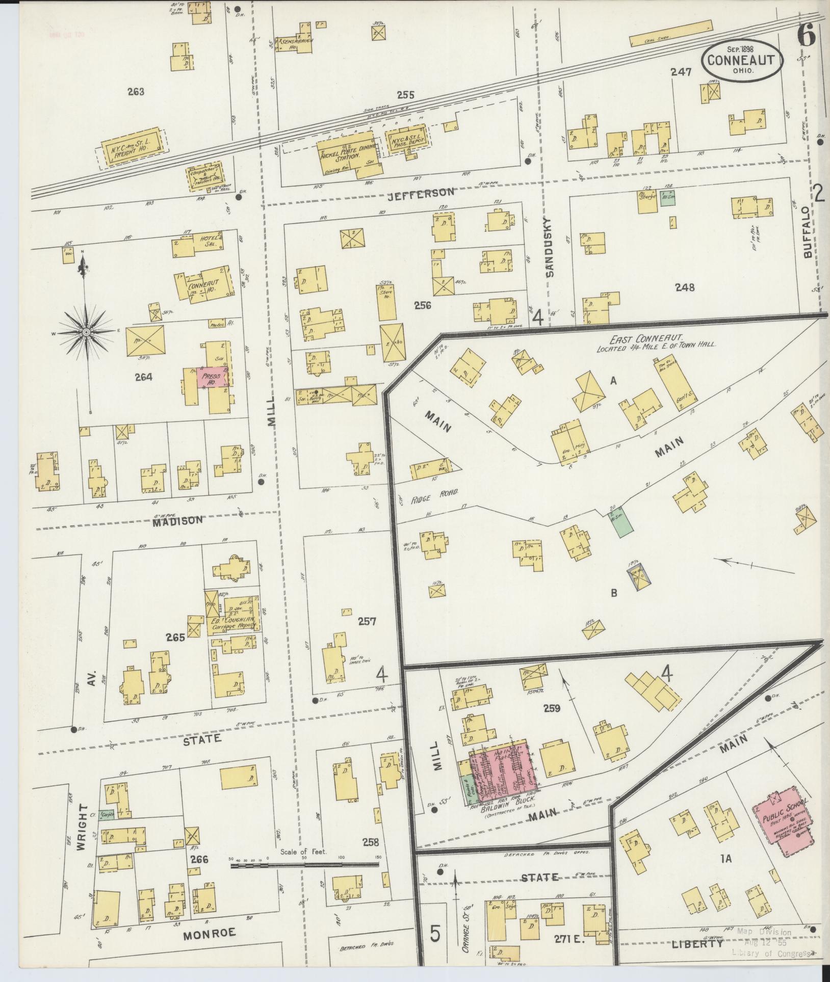 Sanborn Fire Insurance Map from Conneaut, Ashtabula County, Ohio (1898), Sheet #0006 - Historic Sanborn Fire Insurance Map Print, vintage old map wall art, antique decor, genealogy gift, Ohio Ohio map