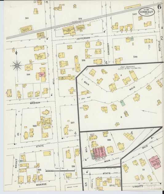 Sanborn Fire Insurance Map from Conneaut, Ashtabula County, Ohio (1898), Sheet #0006 - Historic Sanborn Fire Insurance Map Print, vintage old map wall art, antique decor, genealogy gift, Ohio Ohio map