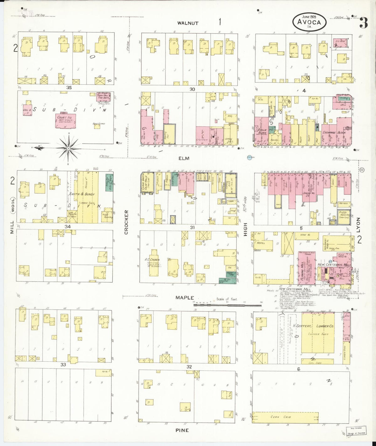 Sanborn Fire Insurance Map from Avoca, Pottawattamie County, Iowa (1909), Sheet #0003 - Historic Sanborn Fire Insurance Map Print