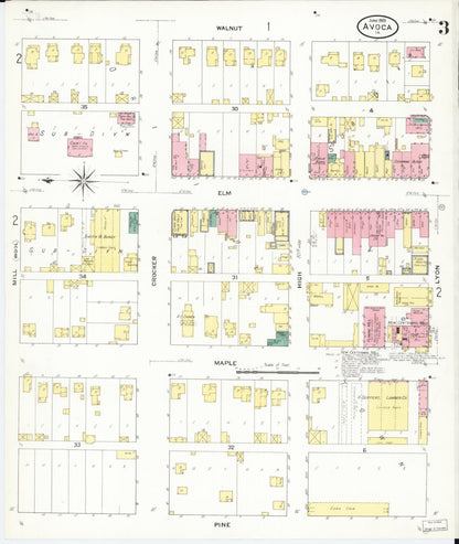 Sanborn Fire Insurance Map from Avoca, Pottawattamie County, Iowa (1909), Sheet #0003 - Historic Sanborn Fire Insurance Map Print