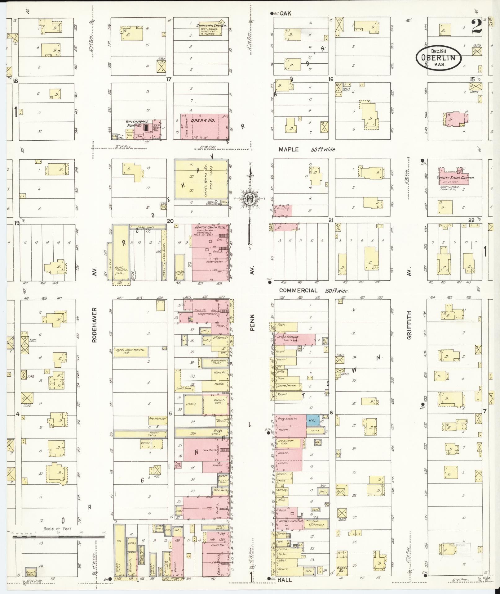 Sanborn Fire Insurance Map from Oberlin, Decatur County, Kansas (1911), Sheet #0002 - Complete Map Set gallery image, historic Sanborn map, vintage wall art, Kansas Kansas