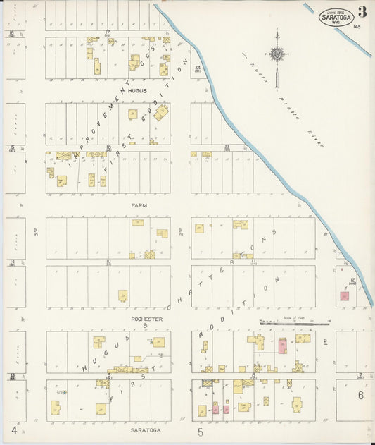 Sanborn Fire Insurance Map from Saratoga, Carbon County, Wyoming (1912), Sheet #0003 - Historic Sanborn Fire Insurance Map Print, vintage old map wall art, antique decor, genealogy gift, Wyoming Wyoming map
