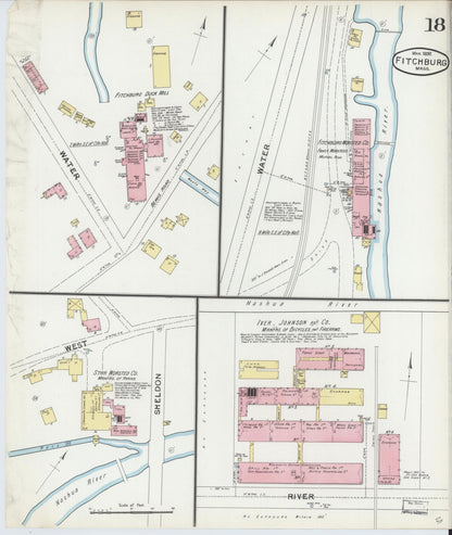 Sanborn Fire Insurance Map from Fitchburg, Worcester County, Massachusetts (1892), Sheet #0018 - Complete Map Set gallery image, historic Sanborn map, vintage wall art, Massachusetts Massachusetts