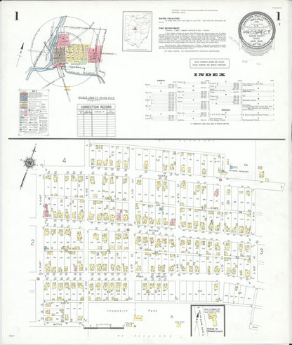 Sanborn Fire Insurance Map from Prospect, Marion County, Ohio (1946), Sheet #0001 - Historic Sanborn Fire Insurance Map Print, vintage old map wall art, antique decor, genealogy gift, Ohio Ohio map