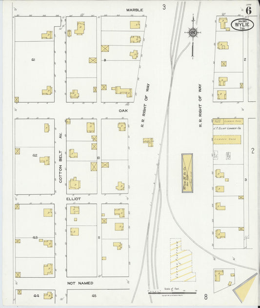 Sanborn Fire Insurance Map from Wylie, Collin County, Texas (1921), Sheet #0006 - Historic Sanborn Fire Insurance Map Print, vintage old map wall art, antique decor, genealogy gift, Texas Texas map