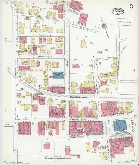 Sanborn Fire Insurance Map from Logan, Logan County, West Virginia (1918), Sheet #0003 - Historic Sanborn Fire Insurance Map Print, vintage old map wall art, antique decor, genealogy gift, West Virginia West Virginia map