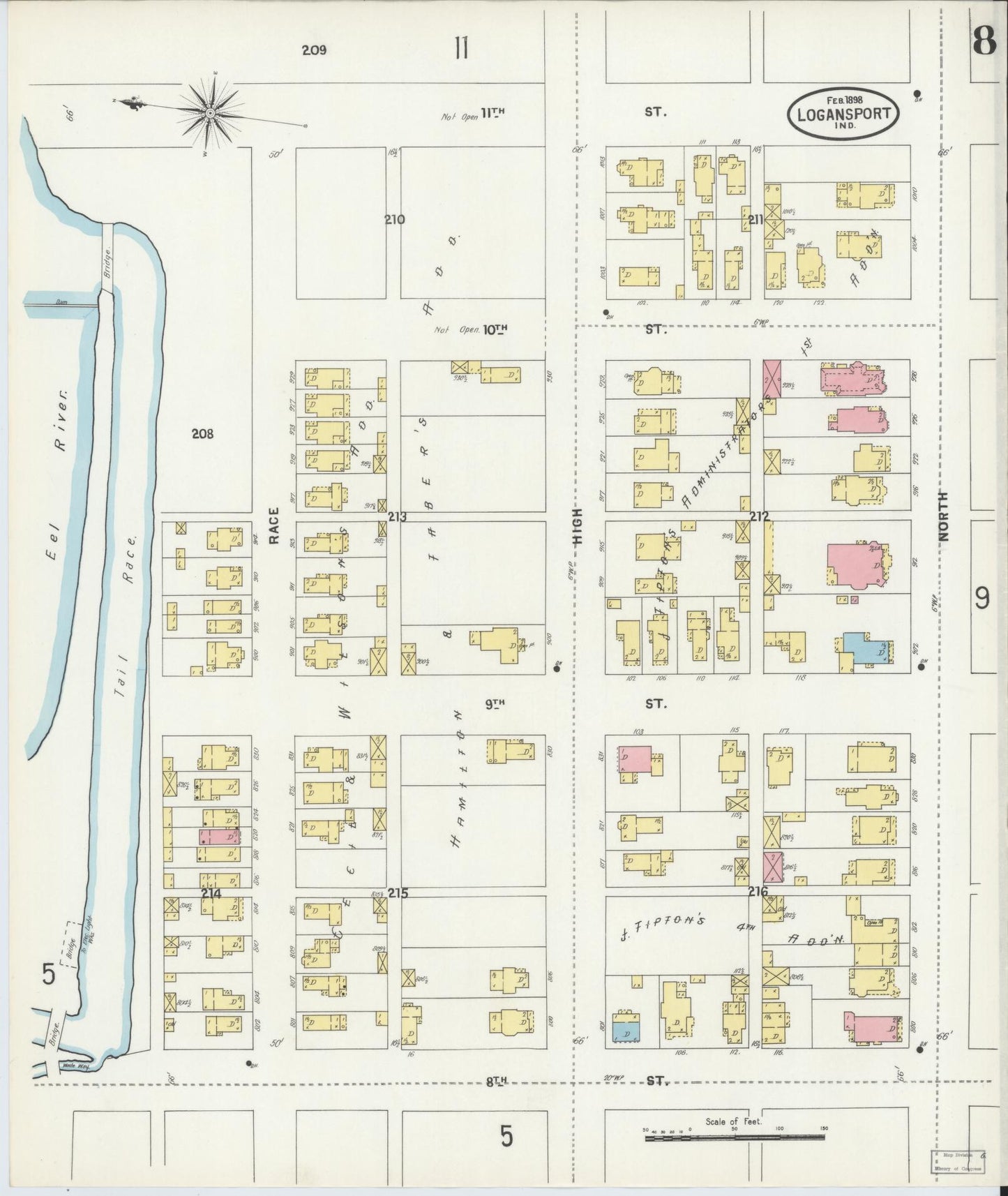 Sanborn Fire Insurance Map from Logansport, Cass County, Indiana (1898), Sheet #0008 - Complete Map Set gallery image, historic Sanborn map, vintage wall art, Indiana Indiana