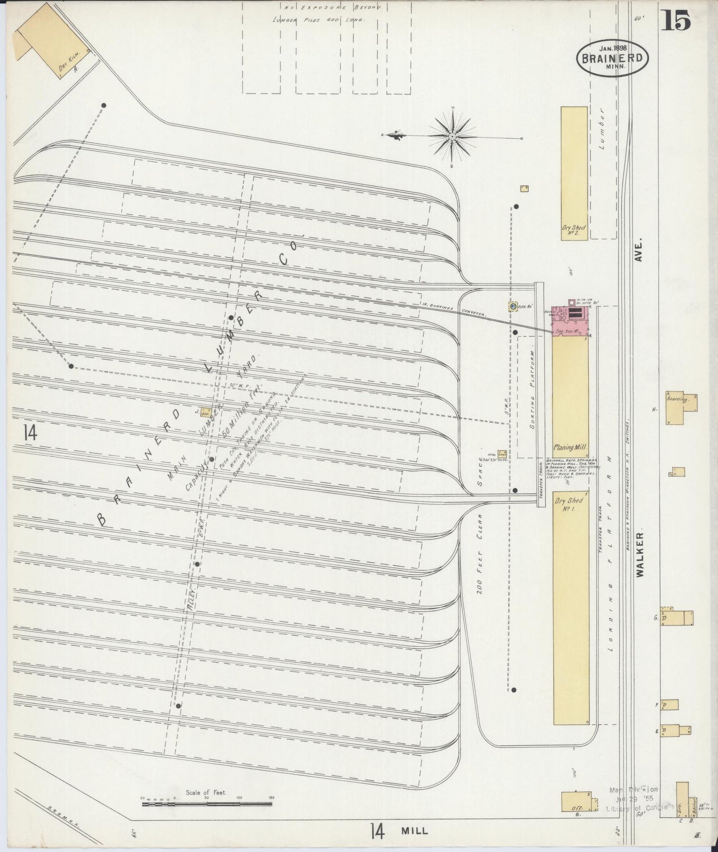 Sanborn Fire Insurance Map from Brainerd, Crow Wing County, Minnesota (1898), Sheet #0015 - Complete Map Set gallery image, historic Sanborn map, vintage wall art, Minnesota Minnesota