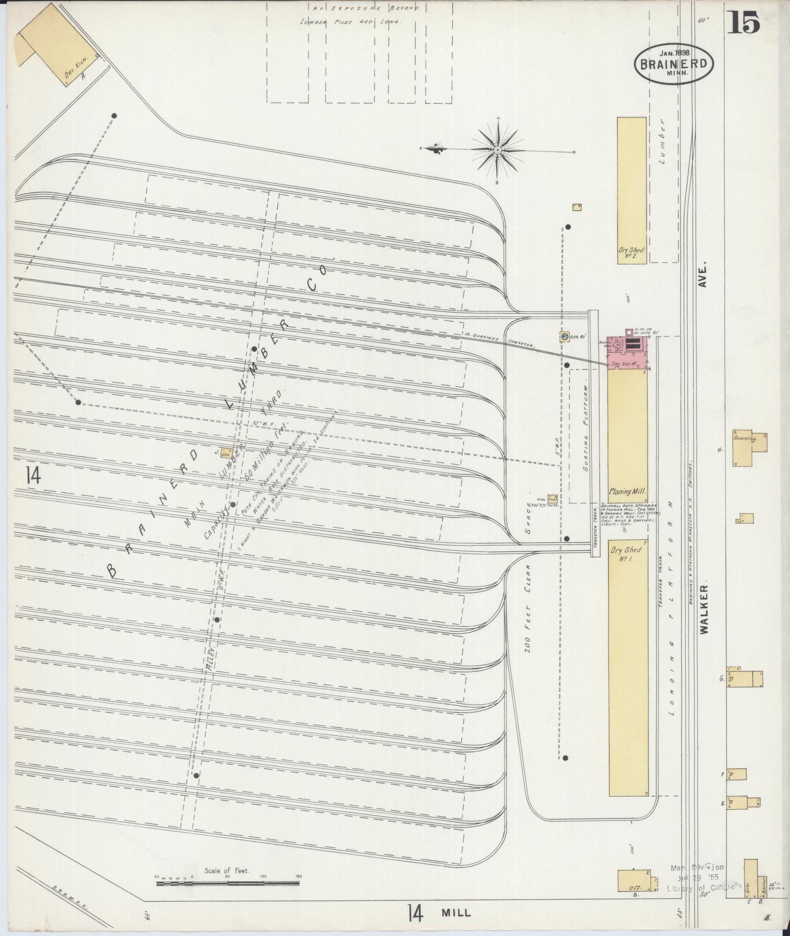 Sanborn Fire Insurance Map from Brainerd, Crow Wing County, Minnesota (1898), Sheet #0015 - Complete Map Set gallery image, historic Sanborn map, vintage wall art, Minnesota Minnesota