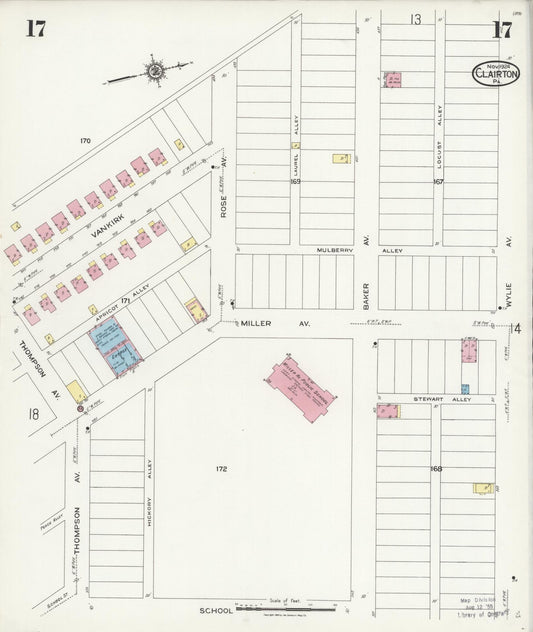 Sanborn Fire Insurance Map from Clairton, Allegheny County, Pennsylvania (1924), Sheet #0017 - Historic Sanborn Fire Insurance Map Print, vintage old map wall art, antique decor, genealogy gift, Pennsylvania Pennsylvania map