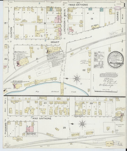 Sanborn Fire Insurance Map from Millersburg, Holmes County, Ohio (1887), Sheet #0001 - Historic Sanborn Fire Insurance Map Print, vintage old map wall art, antique decor, genealogy gift, Ohio Ohio map
