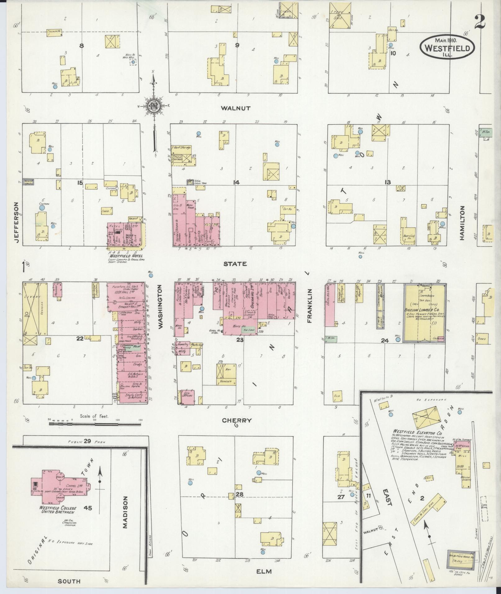 Sanborn Fire Insurance Map from Westfield, Clark County, Illinois (1910), Sheet #0002 - Complete Map Set gallery image, historic Sanborn map, vintage wall art, Illinois Illinois