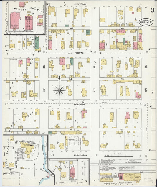 Sanborn Fire Insurance Map from Carlyle, Clinton County, Illinois (1902), Sheet #0003 - Historic Sanborn Fire Insurance Map Print, vintage old map wall art, antique decor, genealogy gift, Illinois Illinois map