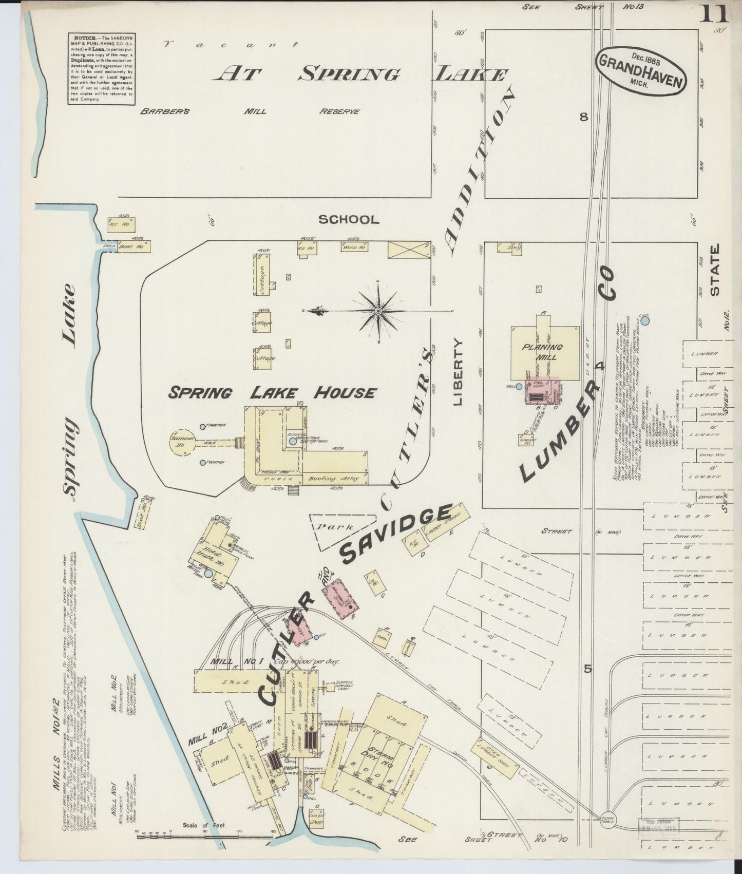 Sanborn Fire Insurance Map from Grand Haven, Ottawa County, Michigan (1883), Sheet #0011 - Complete Map Set gallery image, historic Sanborn map, vintage wall art, Michigan Michigan