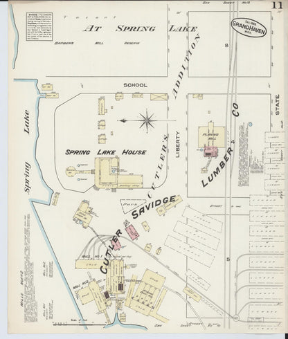 Sanborn Fire Insurance Map from Grand Haven, Ottawa County, Michigan (1883), Sheet #0011 - Complete Map Set gallery image, historic Sanborn map, vintage wall art, Michigan Michigan