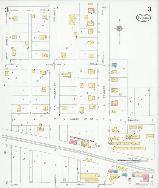 Sanborn Fire Insurance Map from Eureka, Woodford County, Illinois (1926), Sheet #0003 - Historic Sanborn Fire Insurance Map Print, vintage old map wall art, antique decor, genealogy gift, Illinois Illinois map