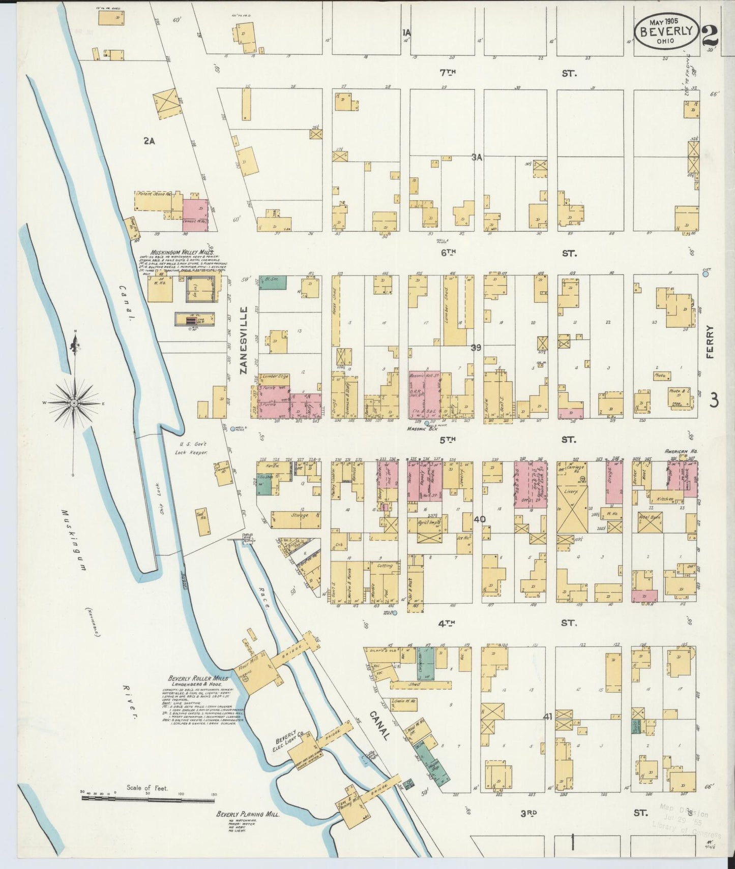 Sanborn Fire Insurance Map from Beverly, Washington County, Ohio (1905), Sheet #0002 - Historic Sanborn Fire Insurance Map Print, vintage old map wall art, antique decor, genealogy gift, Ohio Ohio map