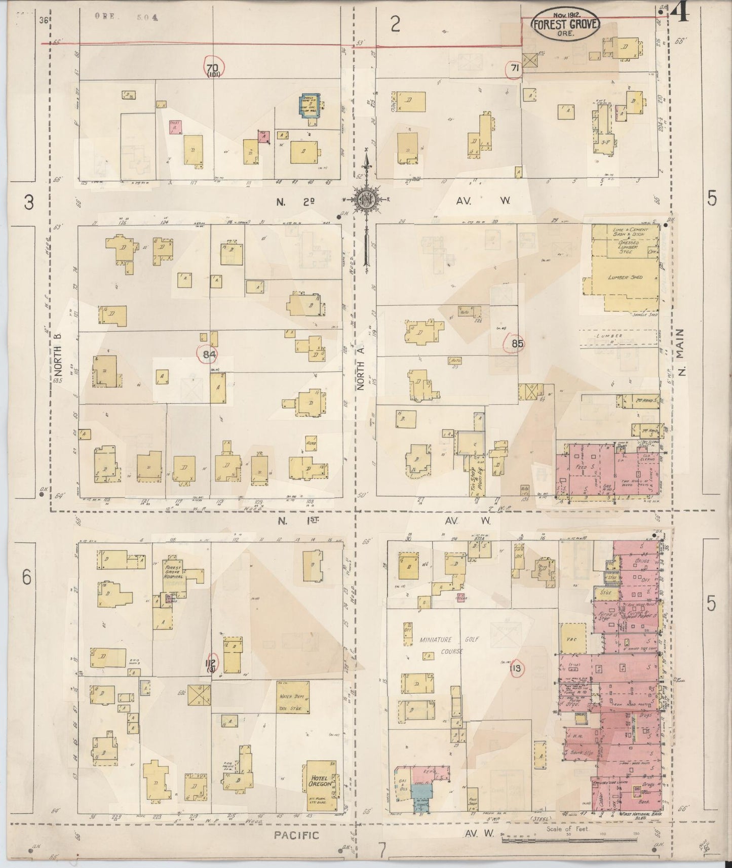 Sanborn Fire Insurance Map from Forest Grove, Washington County, Oregon (1939), Sheet #0004 - Complete Map Set gallery image, historic Sanborn map, vintage wall art, Oregon Oregon