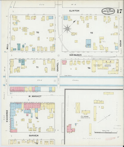 Sanborn Fire Insurance Map from Lockport, Niagara County, New York (1892), Sheet #0017 - Historic Sanborn Fire Insurance Map Print, vintage old map wall art, antique decor, genealogy gift, New York New York map