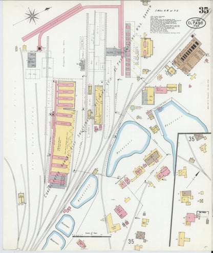 Sanborn Fire Insurance Map from El Paso, El Paso County, Texas (1905), Sheet #0035 - Complete Map Set gallery image, historic Sanborn map, vintage wall art, Texas Texas