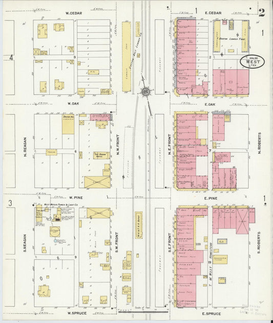 Sanborn Fire Insurance Map from West, McLennan County, Texas (1911), Sheet #0002 - Historic Sanborn Fire Insurance Map Print, vintage old map wall art, antique decor, genealogy gift, Texas Texas map
