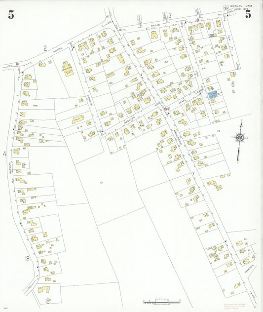 Sanborn Fire Insurance Map from Whitman, Plymouth County, Massachusetts (1939), Sheet #0005 - Historic Sanborn Fire Insurance Map Print, vintage old map wall art, antique decor, genealogy gift, Massachusetts Massachusetts map