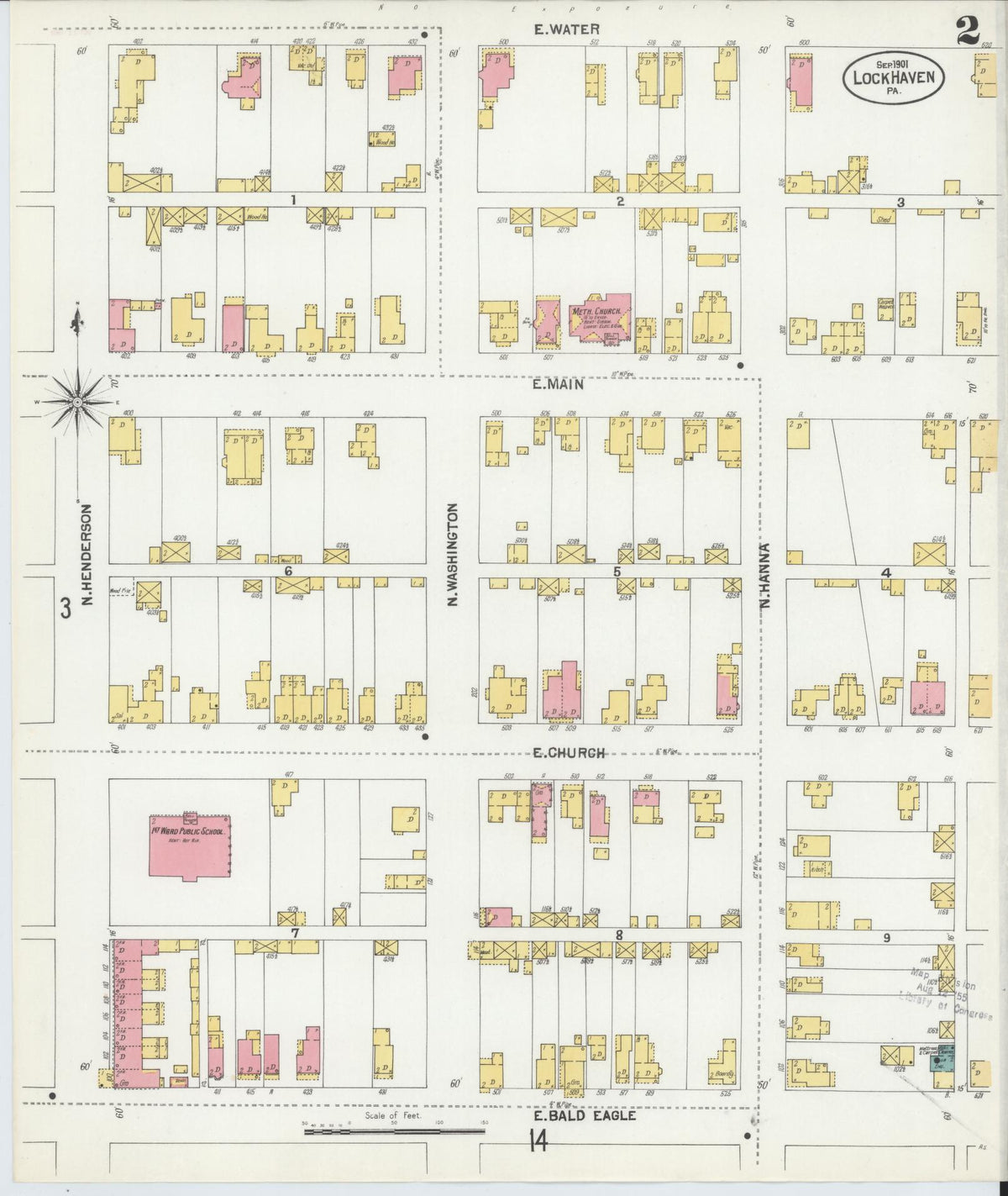Sanborn Fire Insurance Map from Lock Haven, Clinton County, Pennsylvania (1901), Sheet #0002 - Historic Sanborn Fire Insurance Map Print, vintage old map wall art, antique decor, genealogy gift, Pennsylvania Pennsylvania map