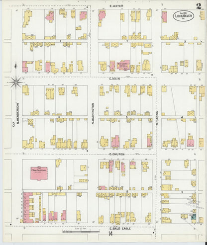 Sanborn Fire Insurance Map from Lock Haven, Clinton County, Pennsylvania (1901), Sheet #0002 - Historic Sanborn Fire Insurance Map Print, vintage old map wall art, antique decor, genealogy gift, Pennsylvania Pennsylvania map