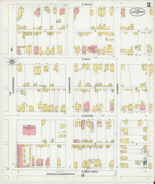 Sanborn Fire Insurance Map from Lock Haven, Clinton County, Pennsylvania (1901), Sheet #0002 - Historic Sanborn Fire Insurance Map Print, vintage old map wall art, antique decor, genealogy gift, Pennsylvania Pennsylvania map