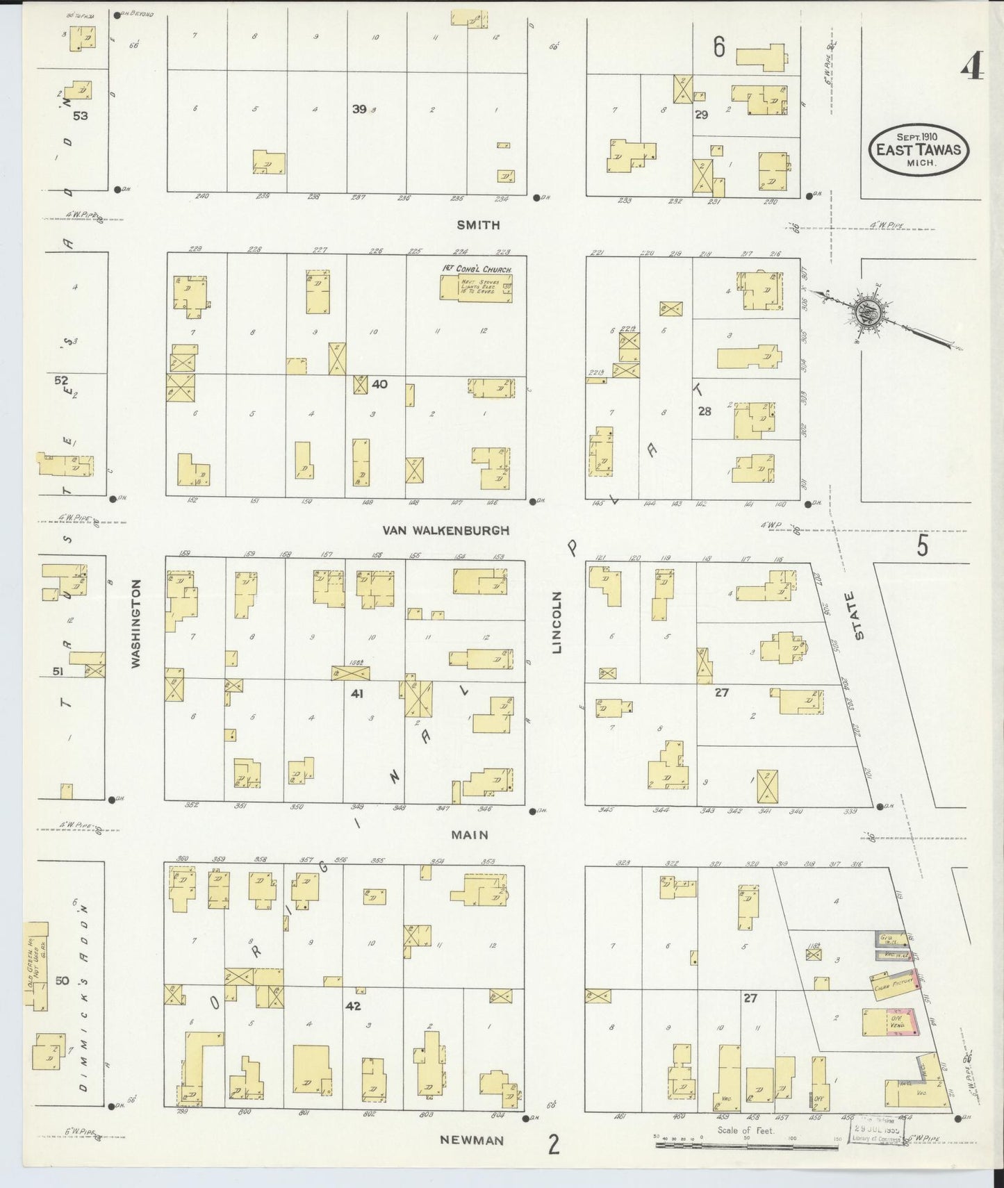 Sanborn Fire Insurance Map from East Tawas, Iosco County, Michigan (1910), Sheet #0004 - Complete Map Set gallery image, historic Sanborn map, vintage wall art, Michigan Michigan