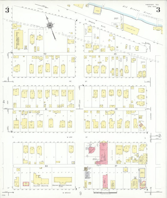 Sanborn Fire Insurance Map from Freeport, Brazoria County, Texas (1943), Sheet #0003 - Historic Sanborn Fire Insurance Map Print, vintage old map wall art, antique decor, genealogy gift, Texas Texas map