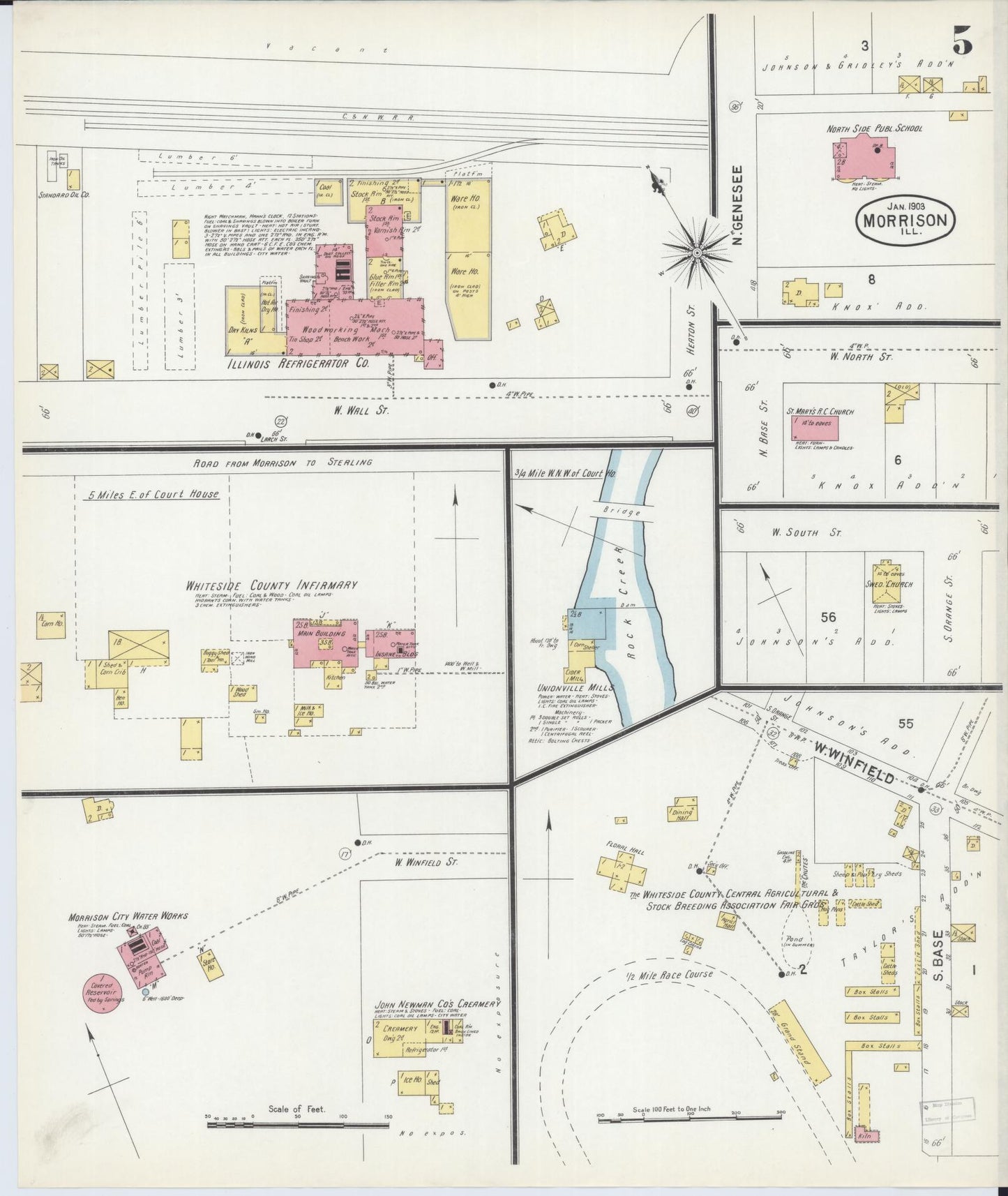 Sanborn Fire Insurance Map from Morrison, Whiteside County, Illinois (1903), Sheet #0005 - Complete Map Set gallery image, historic Sanborn map, vintage wall art, Illinois Illinois