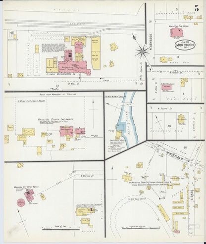 Sanborn Fire Insurance Map from Morrison, Whiteside County, Illinois (1903), Sheet #0005 - Complete Map Set gallery image, historic Sanborn map, vintage wall art, Illinois Illinois