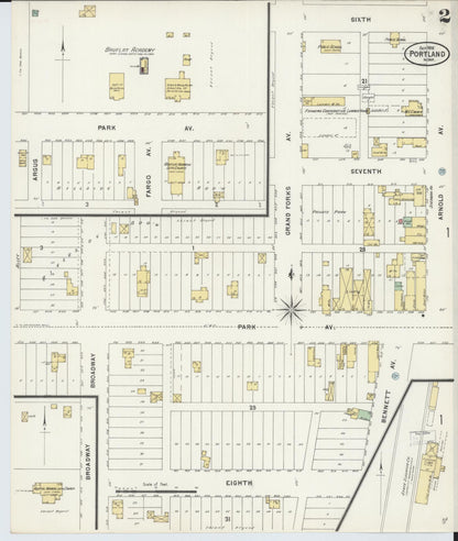 Sanborn Fire Insurance Map from Portland, Traill County, North Dakota (1898), Sheet #0002 - Complete Map Set gallery image, historic Sanborn map, vintage wall art, North Dakota North Dakota