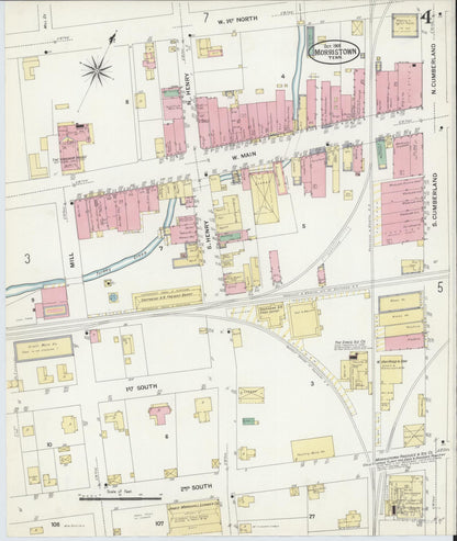 Sanborn Fire Insurance Map from Morristown, Hamblen County, Tennessee (1908), Sheet #0004 - Complete Map Set gallery image, historic Sanborn map, vintage wall art, Tennessee Tennessee