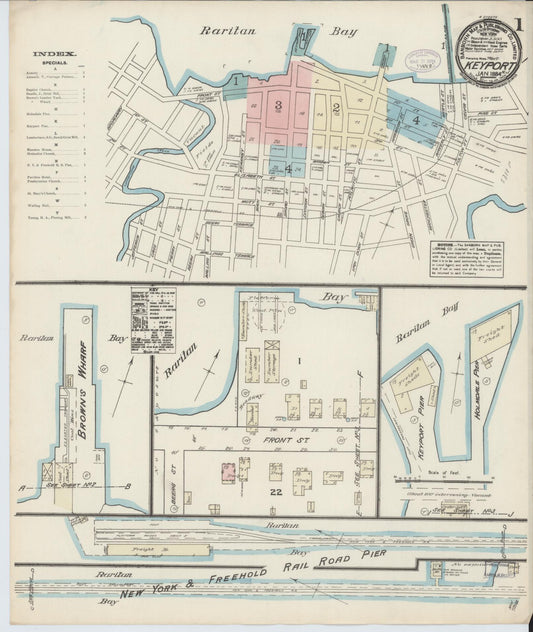 Sanborn Fire Insurance Map from Keyport, Monmouth County, New Jersey. (1884) – Historic Sanborn Fire Insurance Map Print