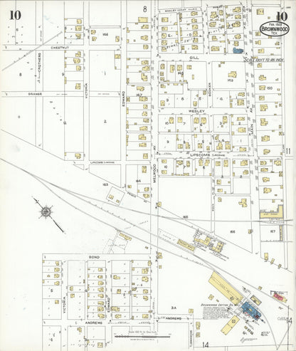 Sanborn Fire Insurance Map from Brownwood, Brown County, Texas (1923), Sheet #0010 - Complete Map Set gallery image, historic Sanborn map, vintage wall art, Texas Texas