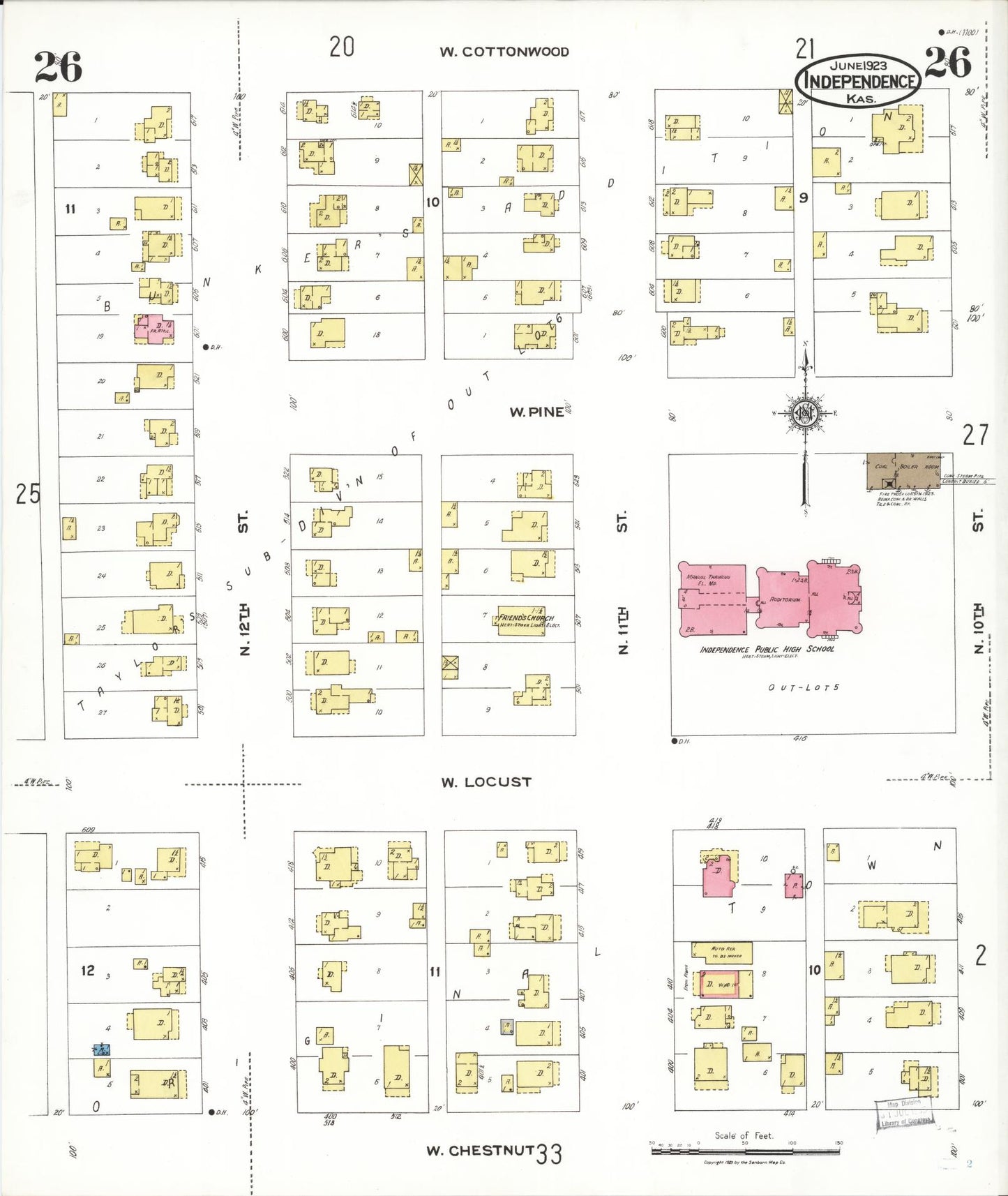 Sanborn Fire Insurance Map from Independence, Montgomery County, Kansas (1923), Sheet #0027 - Historic Sanborn Fire Insurance Map Print, vintage old map wall art, antique decor, genealogy gift, Kansas Kansas map