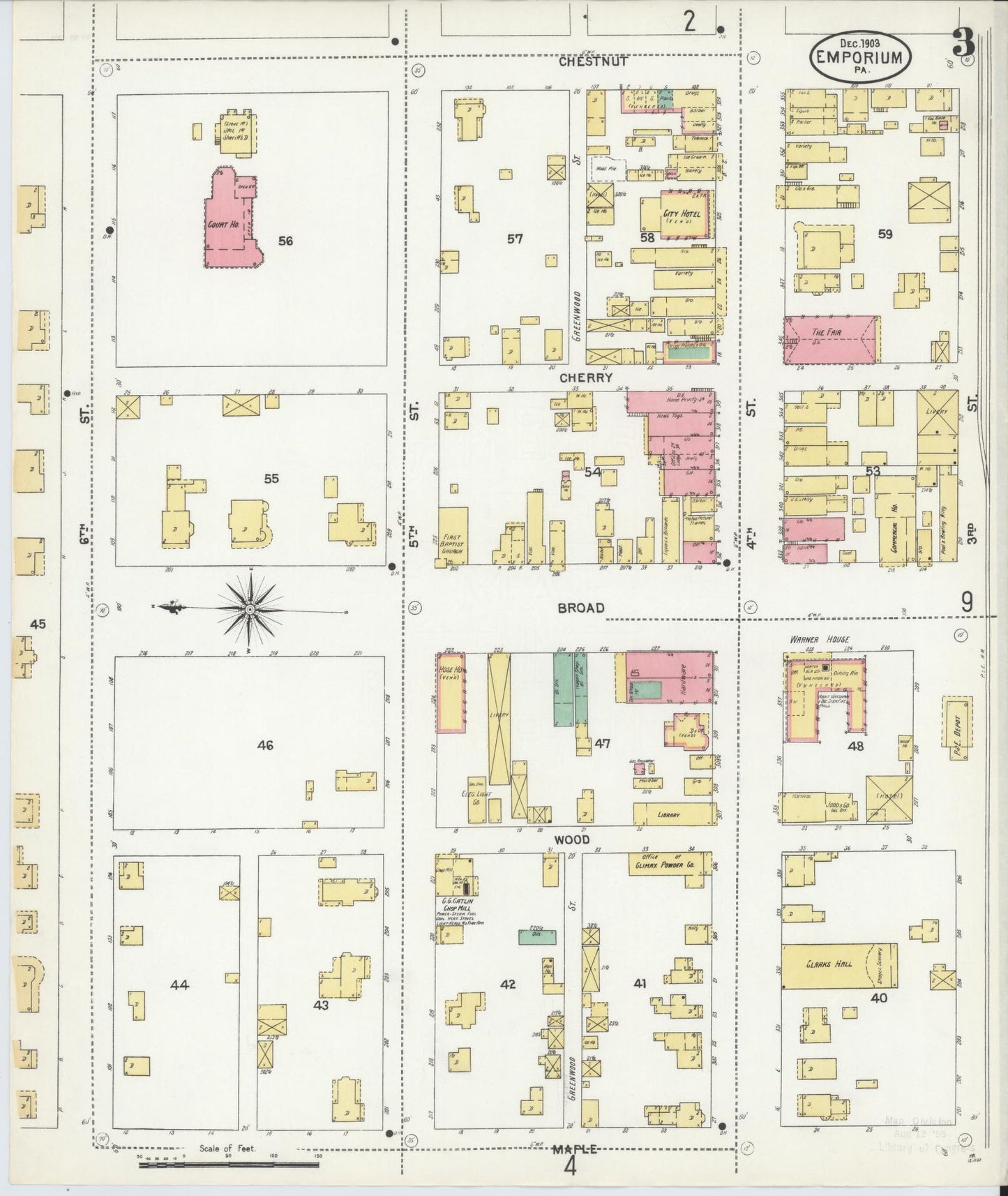Sanborn Fire Insurance Map from Emporium, Cameron County, Pennsylvania (1903), Sheet #0003 - Historic Sanborn Fire Insurance Map Print, vintage old map wall art, antique decor, genealogy gift, Pennsylvania Pennsylvania map
