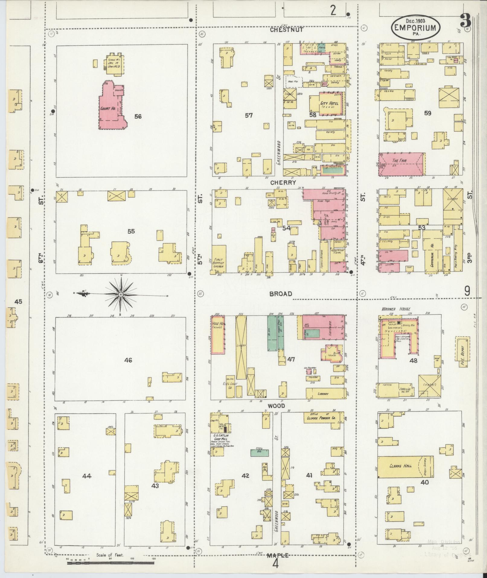 Sanborn Fire Insurance Map from Emporium, Cameron County, Pennsylvania (1903), Sheet #0003 - Historic Sanborn Fire Insurance Map Print, vintage old map wall art, antique decor, genealogy gift, Pennsylvania Pennsylvania map