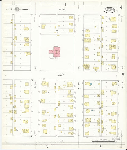 Sanborn Fire Insurance Map from Garnett, Anderson County, Kansas (1913), Sheet #0004 - Complete Map Set gallery image, historic Sanborn map, vintage wall art, Kansas Kansas