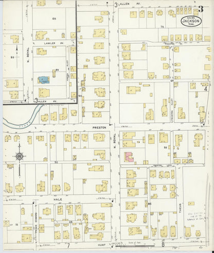 Sanborn Fire Insurance Map from Jackson, Madison County, Tennessee (1912), Sheet #0003 - Complete Map Set gallery image, historic Sanborn map, vintage wall art, Tennessee Tennessee